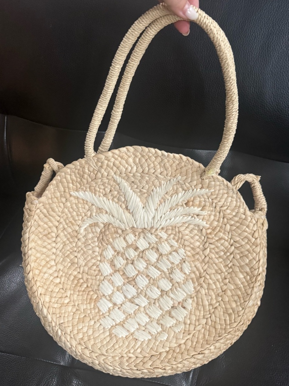 Rare NWT Spartina 449 Retreat Round Straw Tote Cabana Leaf - Picture 2 of 10